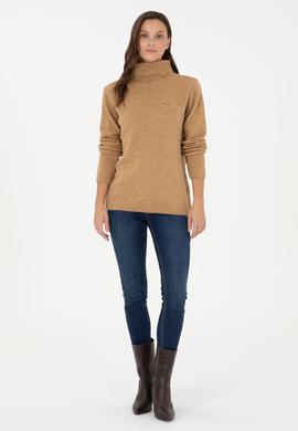 Kadın Camel Balıkçı Yaka Kazak - 50294257011