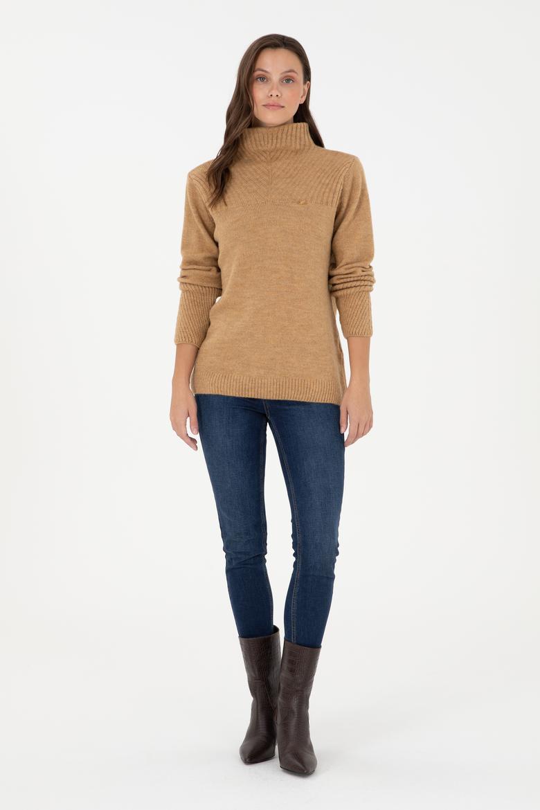 Kadın Camel Balıkçı Yaka Kazak - 50294257011