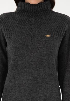 Kadın Antrasit Melanj Balıkçı Yaka Kazak - 50294257006