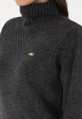 Kadın Antrasit Melanj Balıkçı Yaka Kazak - 50294257006