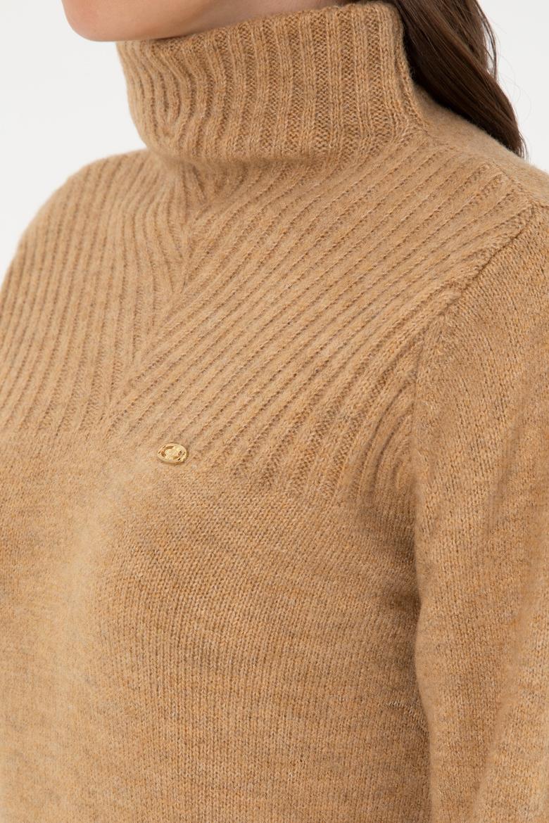 Kadın Camel Balıkçı Yaka Kazak - 50294257011