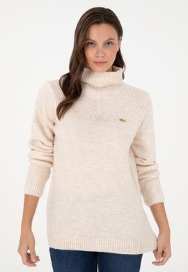 Kadın Krem Balıkçı Yaka Kazak - 50294257019