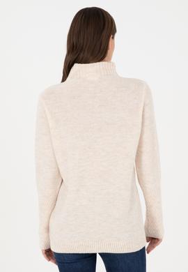 Kadın Krem Balıkçı Yaka Kazak - 50294257019