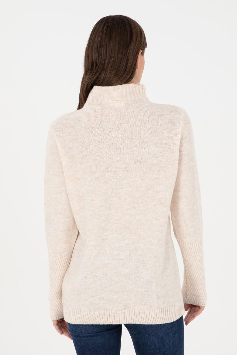 Kadın Krem Balıkçı Yaka Kazak - 50294257019