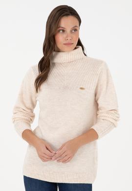 Kadın Krem Balıkçı Yaka Kazak - 50294257019