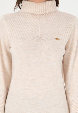 Kadın Krem Balıkçı Yaka Kazak - 50294257019