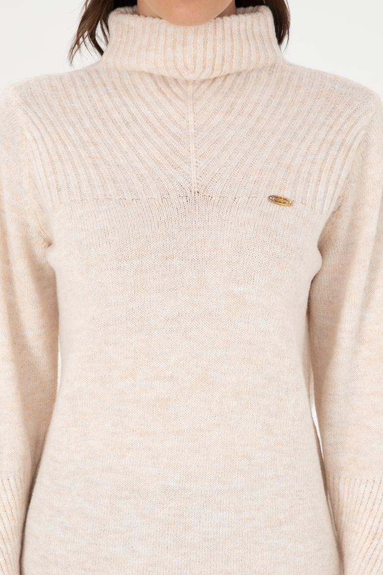 Kadın Krem Balıkçı Yaka Kazak - 50294257019