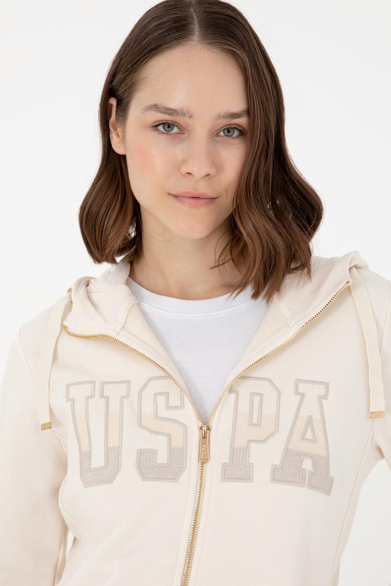 Kadın Krem Basic Kapüşonlu Sweatshirt - 50289540130