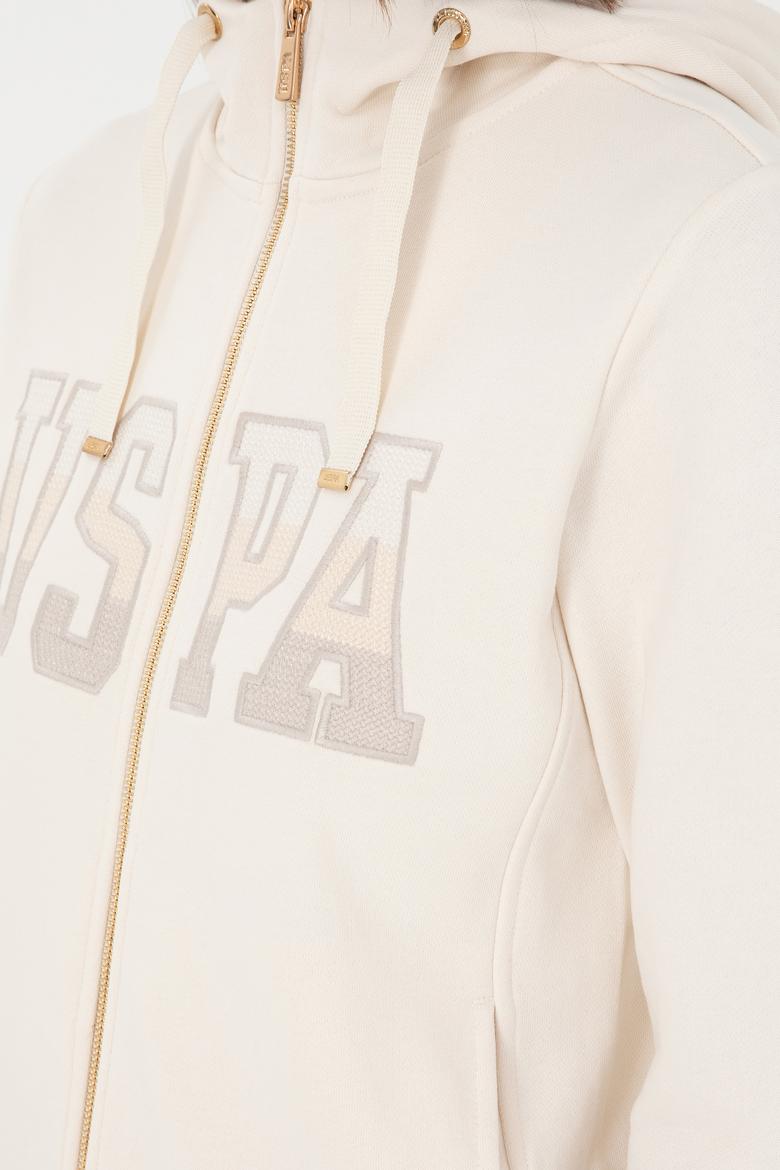 Kadın Krem Basic Kapüşonlu Sweatshirt - 50289540130