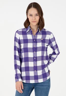 Kadın Mor Uzun Kollu Gömlek - 50291096018