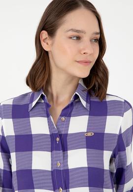 Kadın Mor Uzun Kollu Gömlek - 50291096018