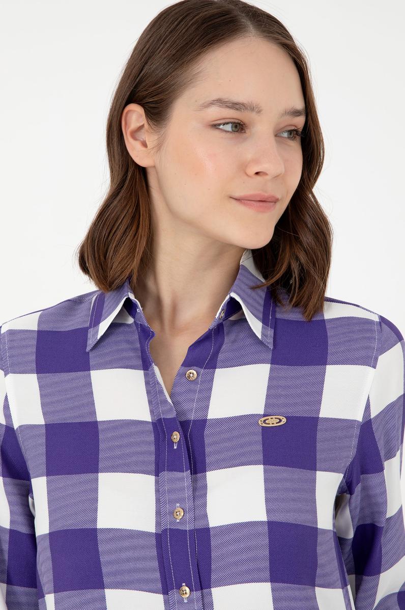 Kadın Mor Uzun Kollu Gömlek