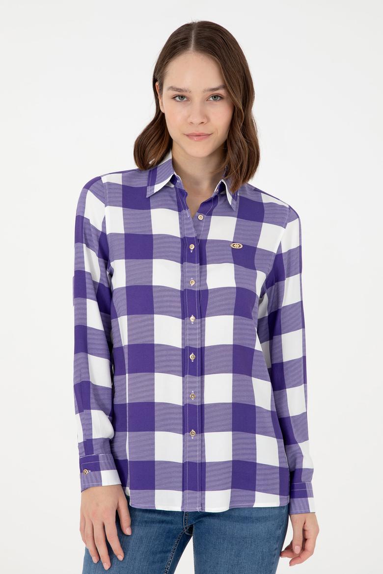 Kadın Mor Uzun Kollu Gömlek - 50291096018