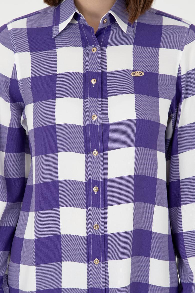 Kadın Mor Uzun Kollu Gömlek - 50291096018