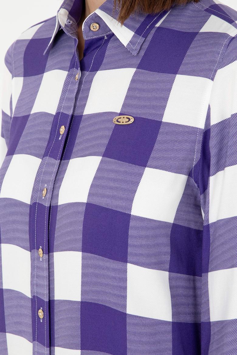 Kadın Mor Uzun Kollu Gömlek - 50291096018