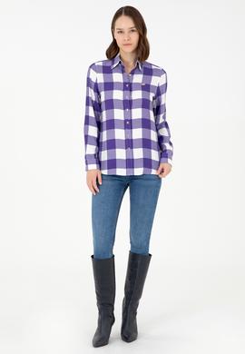 Kadın Mor Uzun Kollu Gömlek - 50291096018