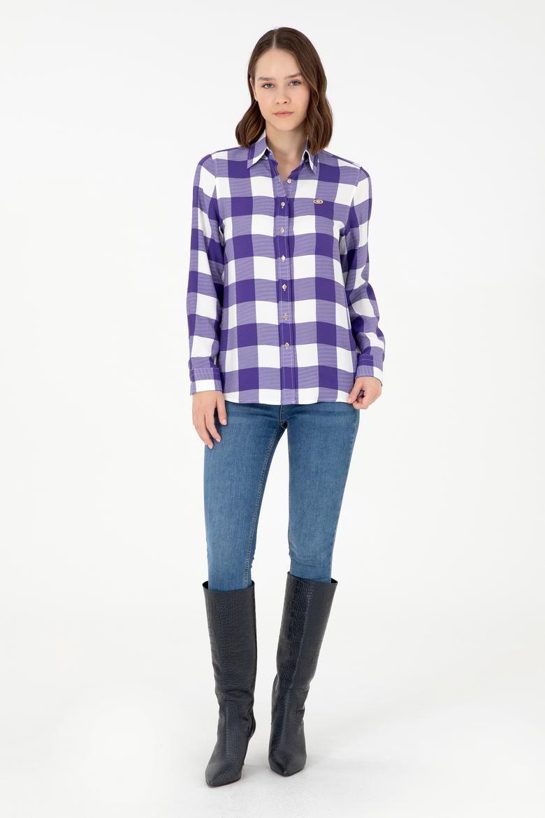 Kadın Mor Uzun Kollu Gömlek - 50291096018