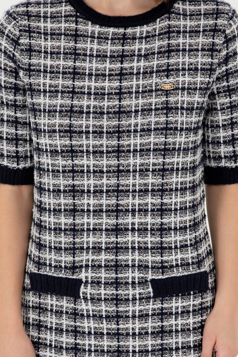 Kadın Lacivert Bisiklet Yaka Triko Elbise - 50293076015