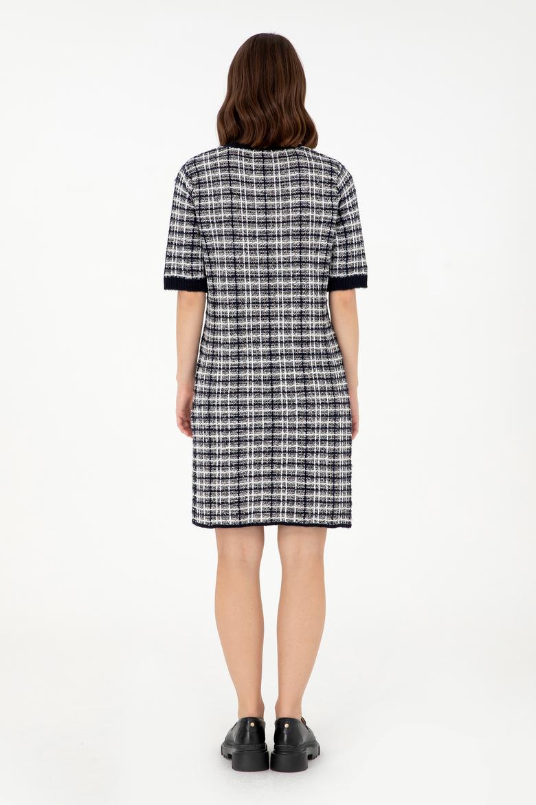 Kadın Lacivert Bisiklet Yaka Triko Elbise - 50293076015