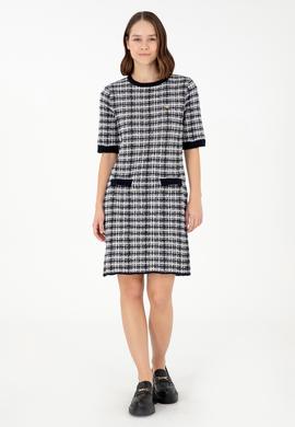 Kadın Lacivert Bisiklet Yaka Triko Elbise - 50293076015