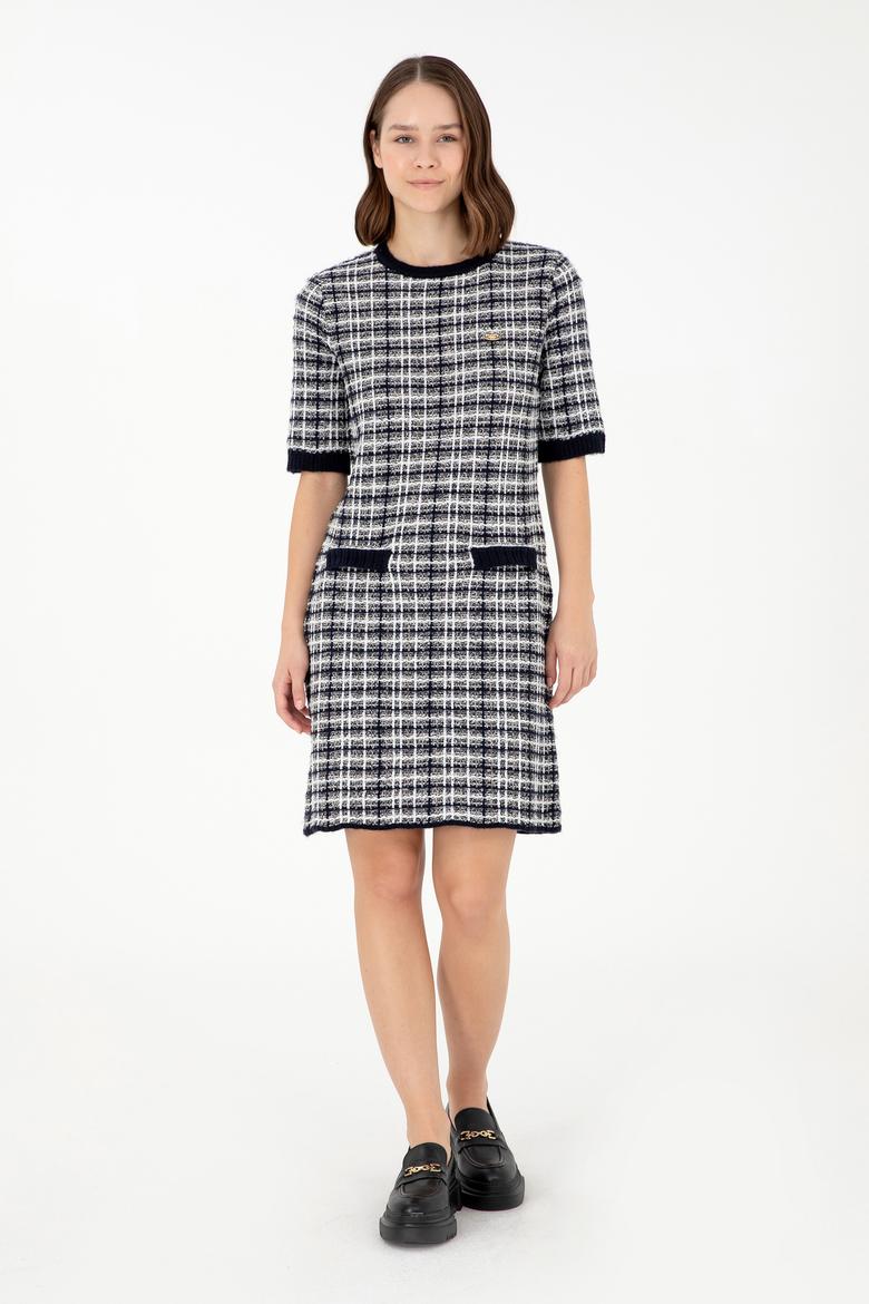 Kadın Lacivert Bisiklet Yaka Triko Elbise - 50293076015