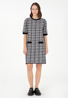 Kadın Lacivert Bisiklet Yaka Triko Elbise - 50293076015