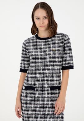 Kadın Lacivert Bisiklet Yaka Triko Elbise - 50293076015