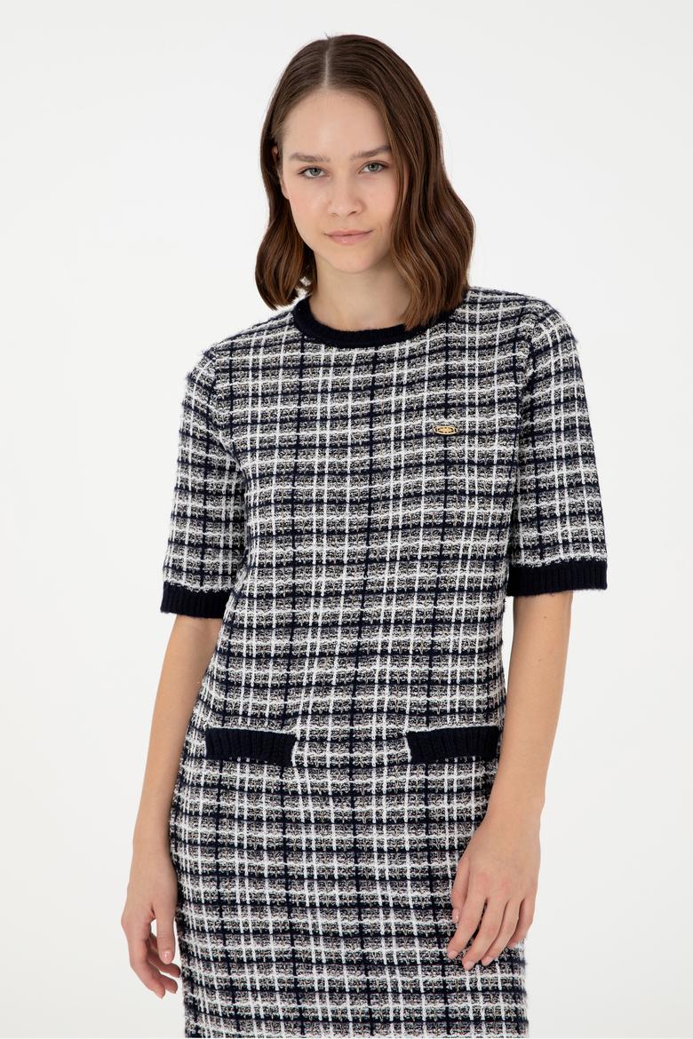 Kadın Lacivert Bisiklet Yaka Triko Elbise - 50293076015