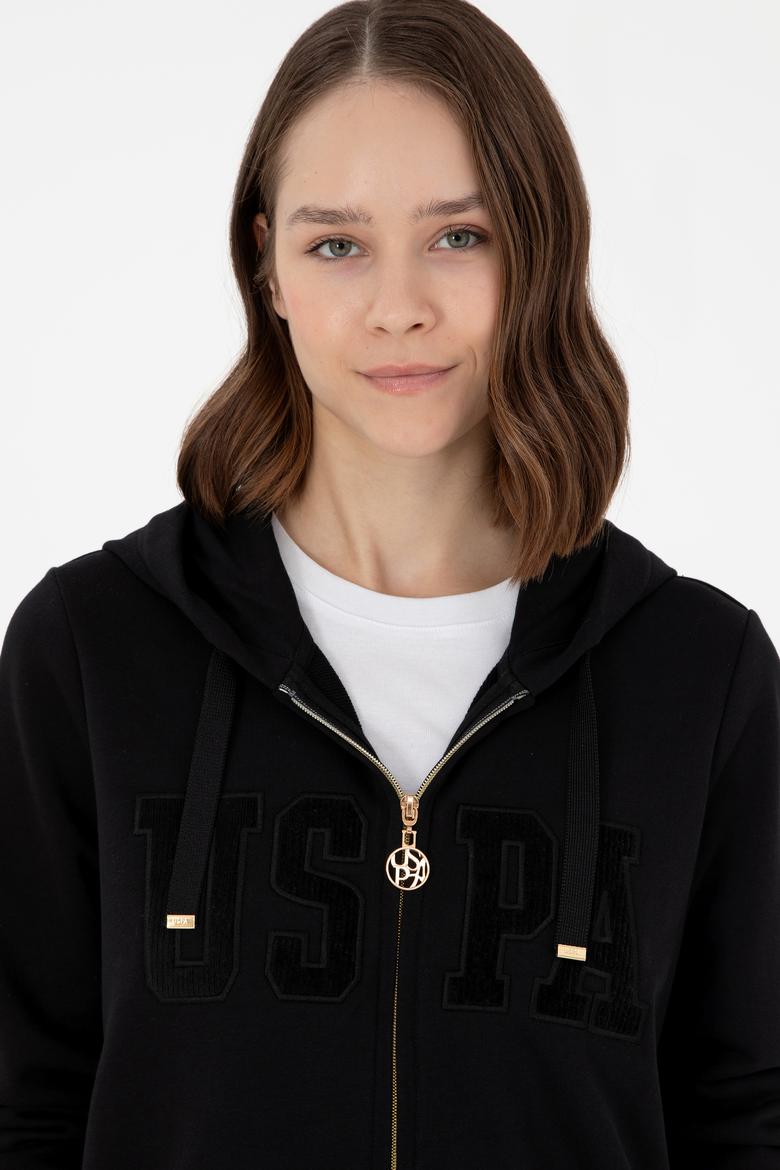 Kadın Siyah Kapüşonlu Sweatshirt - 50289544013