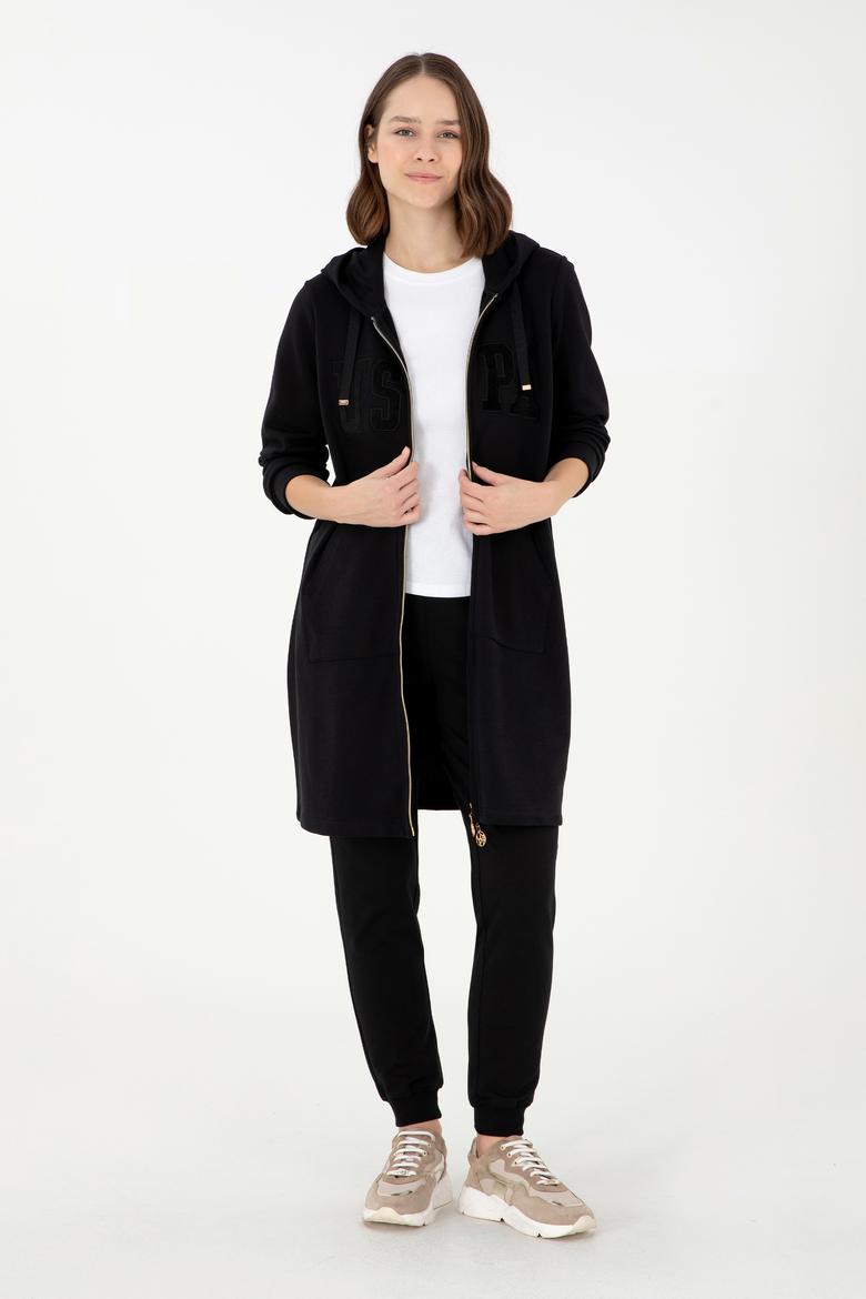 Kadın Siyah Kapüşonlu Sweatshirt - 50289544013