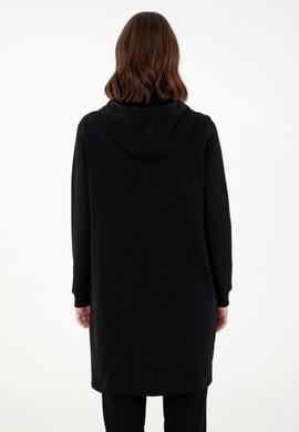 Kadın Siyah Kapüşonlu Sweatshirt - 50289544013