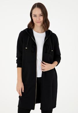 Kadın Siyah Kapüşonlu Sweatshirt - 50289544013