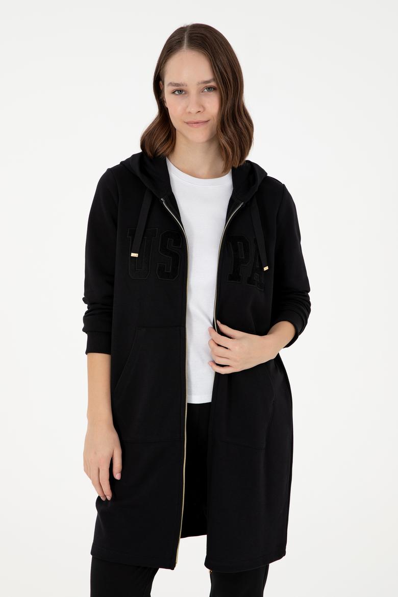 Kadın Siyah Kapüşonlu Sweatshirt - 50289544013