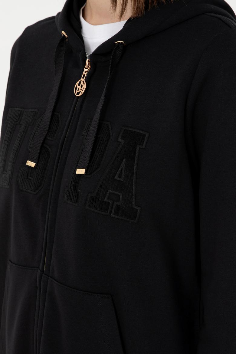 Kadın Siyah Kapüşonlu Sweatshirt - 50289544013