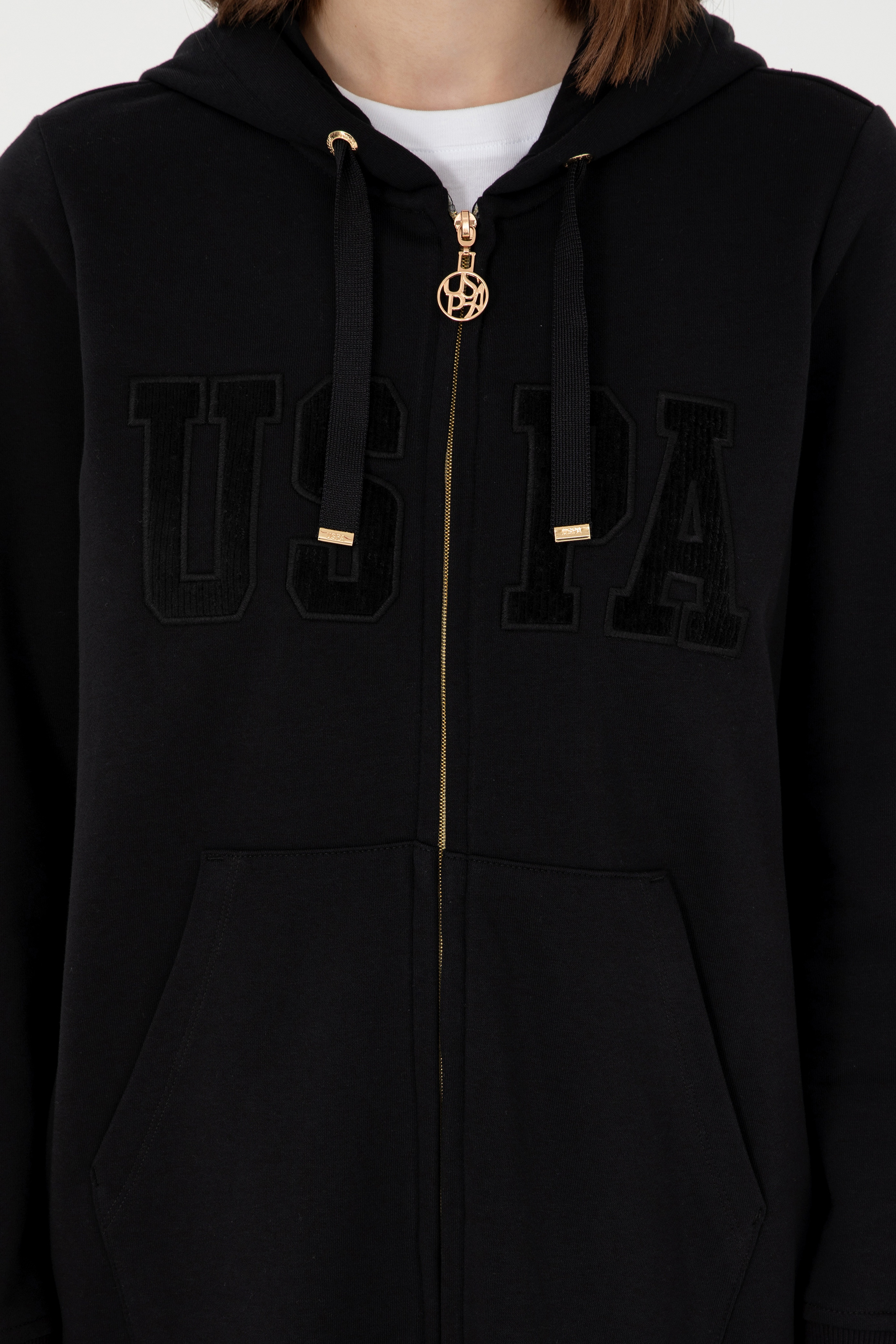 Kadın Siyah Kapüşonlu Sweatshirt - Image 6
