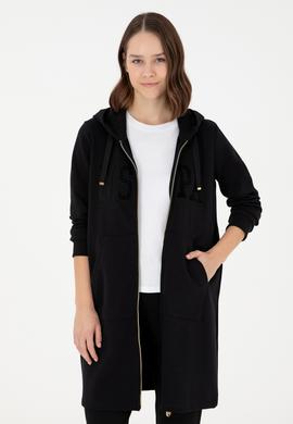 Kadın Siyah Kapüşonlu Sweatshirt - 50289544013