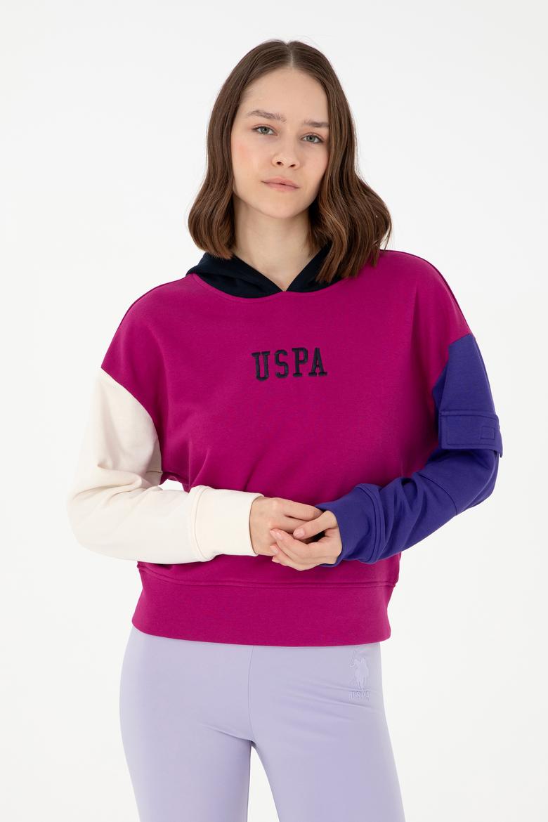 Kadın Fuşya Kapüşonlu Sweatshirt