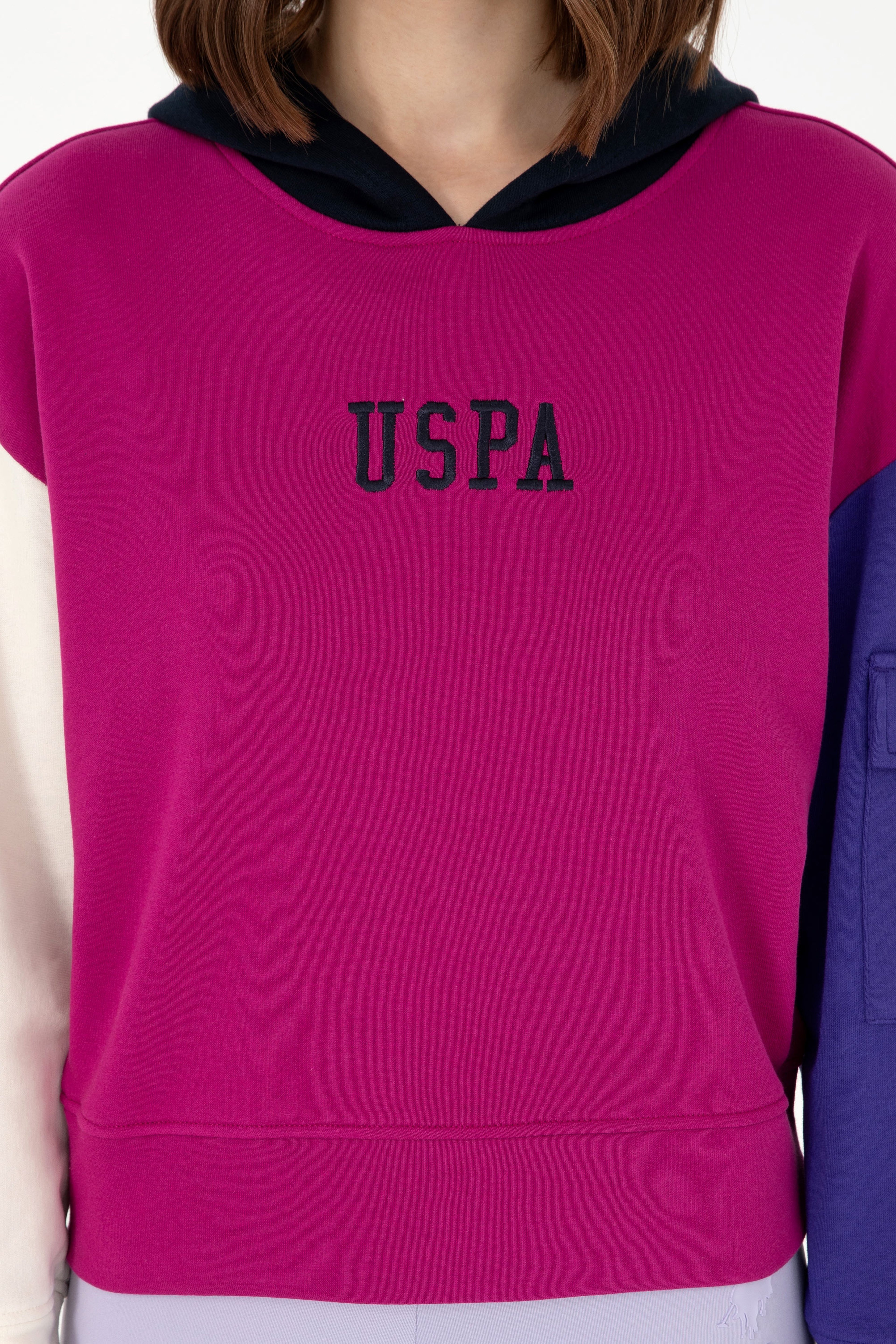 Kadın Fuşya Kapüşonlu Sweatshirt