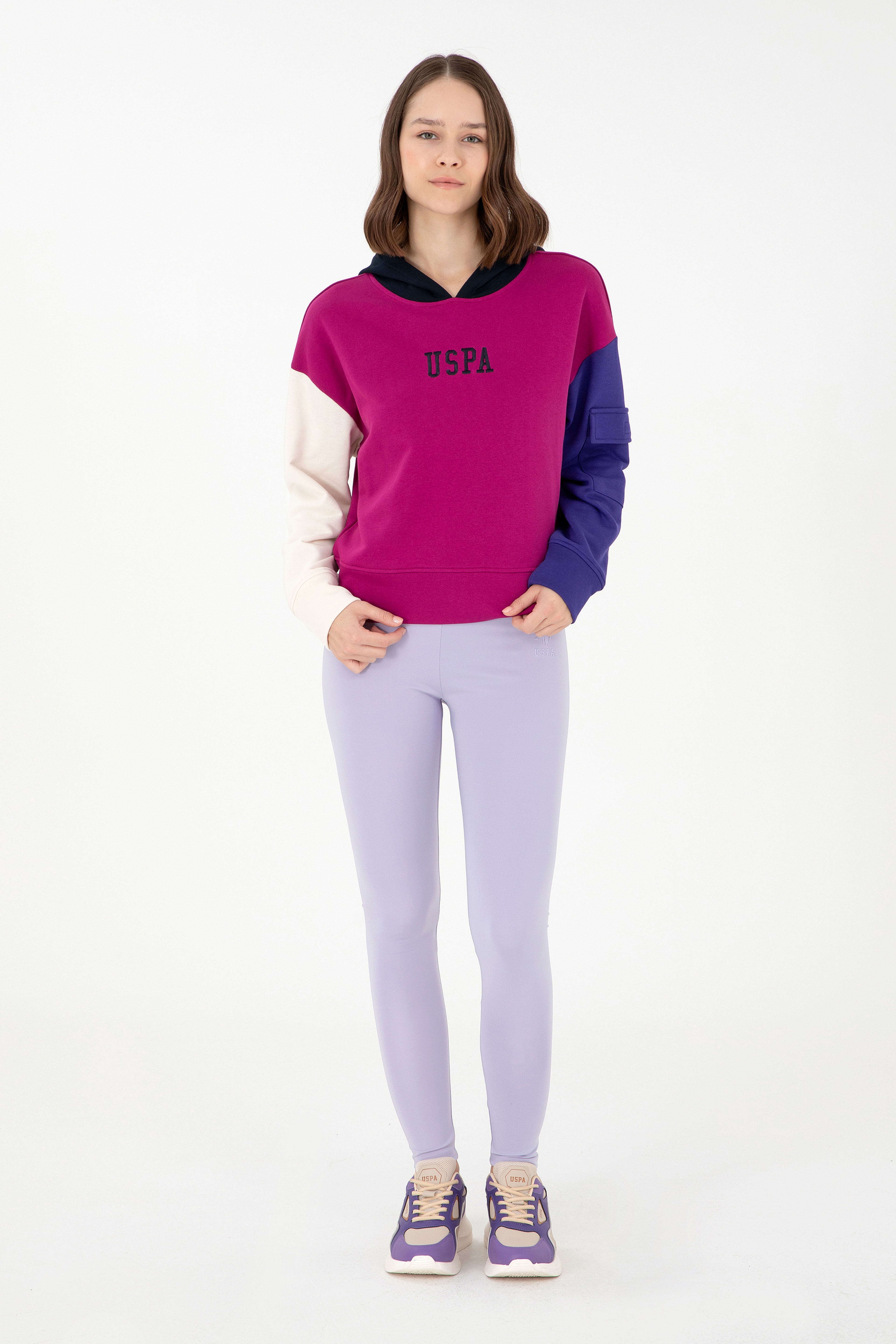 Kadın Fuşya Kapüşonlu Sweatshirt