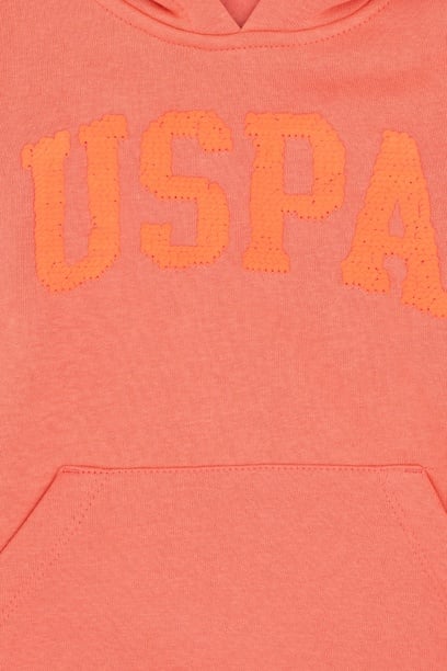 Kız Çocuk Nar Çiçeği Kapüşonlu Basic Sweatshirt