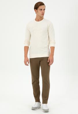 Erkek Regular Fit Bisiklet Yaka Krem Sweatshirt - 50290582038
