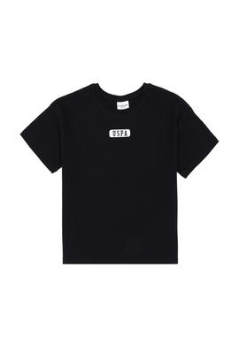 Erkek Çocuk Siyah Oversize Bisiklet Yaka Tişört - 50298982029