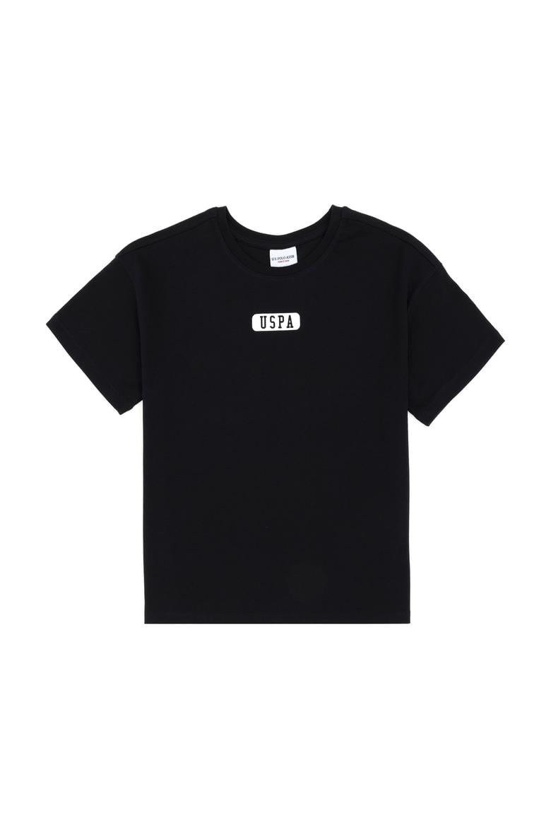 Erkek Çocuk Siyah Oversize Bisiklet Yaka Tişört - 50298982029