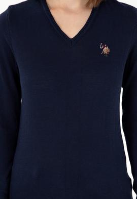 Kadın Lacivert V Yaka Basic Kazak - 50288983017