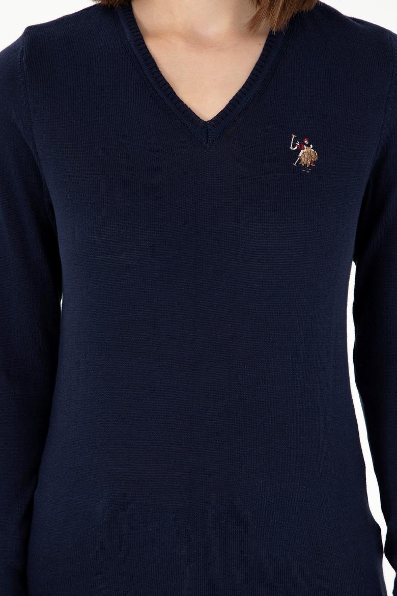 Kadın Lacivert V Yaka Basic Kazak - 50288983017