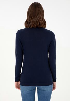 Kadın Lacivert V Yaka Basic Kazak - 50288983017