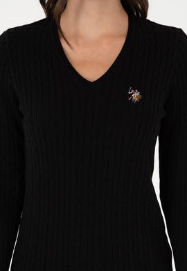 Kadın Siyah V Yaka Basic Kazak - 50288992061