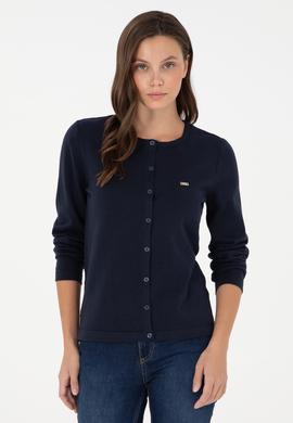 Kadın Lacivert Basic Triko Hırka - 50288996034