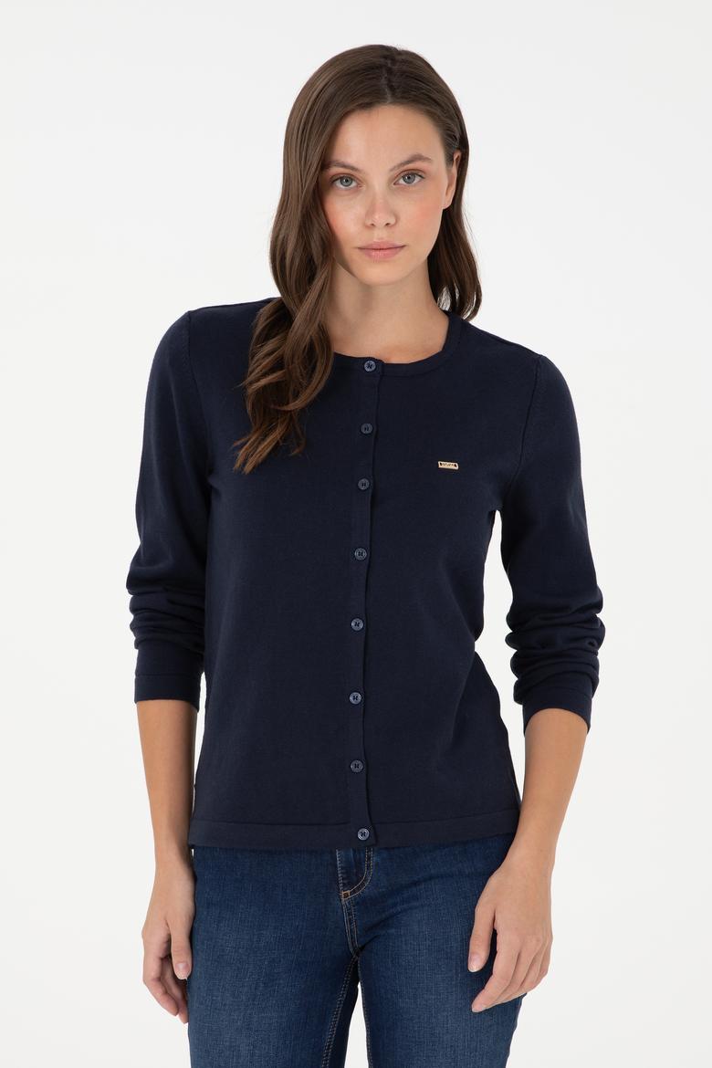 Kadın Lacivert Basic Triko Hırka