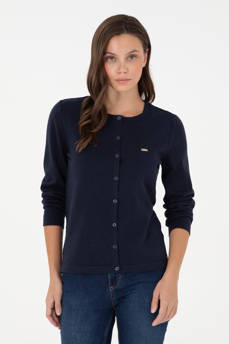 Kadın Lacivert Basic Triko Hırka